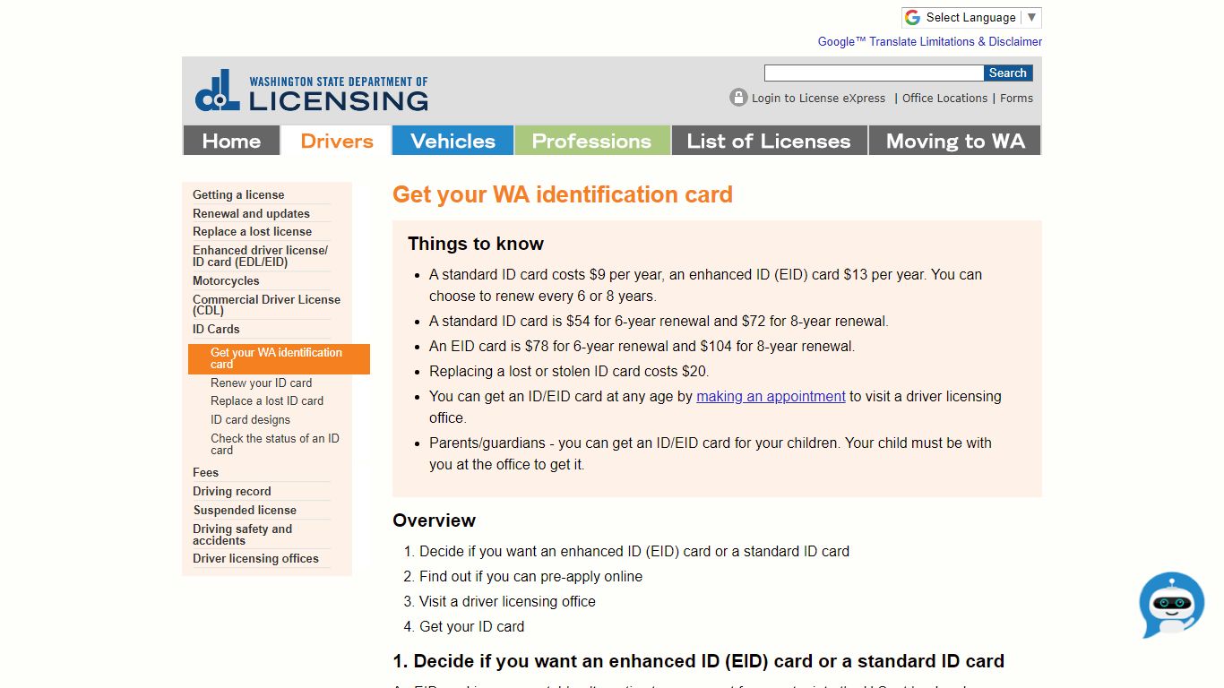 Get your WA identification card - Washington